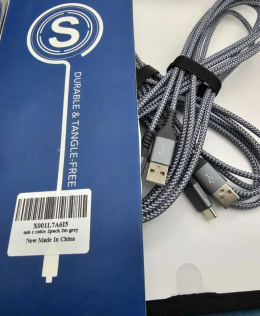 2x 3 metrowy kabel typ C do USB 3.0 Nylon & Braided szary