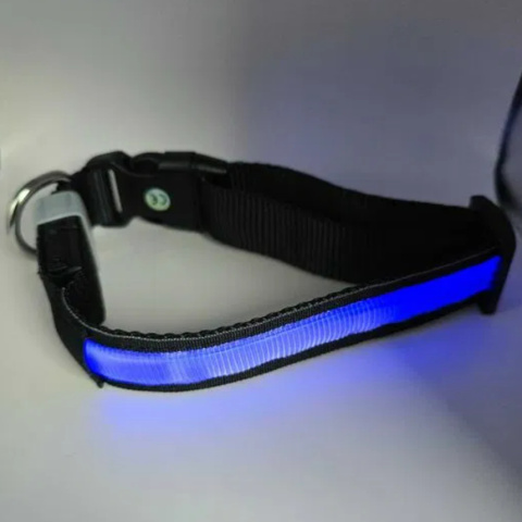 Obroża świecąca LED 10h dla psa czarno-biała 52 cm ładowanie Usb roz.M Obroża świecąca LED 10h dla psa czarno-biała 52 cm ładowanie Usb roz.M