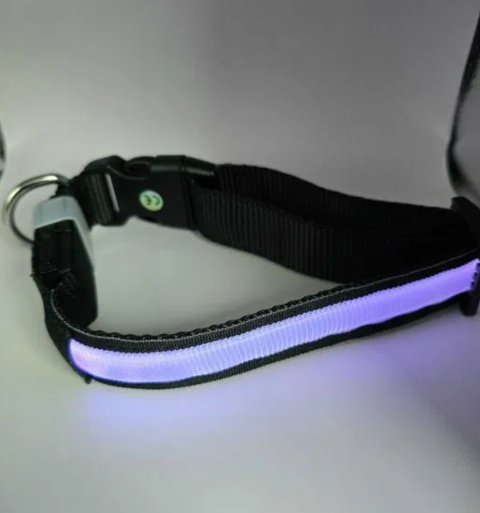 Obroża świecąca LED 10h dla psa czarno-biała 52 cm ładowanie Usb roz.M Obroża świecąca LED 10h dla psa czarno-biała 52 cm ładowanie Usb roz.M