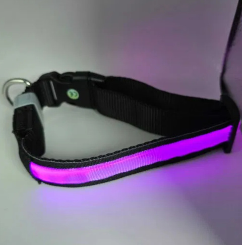 Obroża świecąca LED 10h dla psa czarno-biała 52 cm ładowanie Usb roz.M Obroża świecąca LED 10h dla psa czarno-biała 52 cm ładowanie Usb roz.M