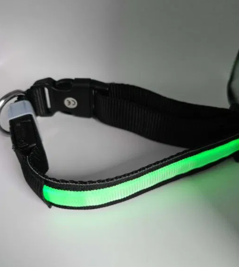 Obroża świecąca LED 10h dla psa czarno-biała 52 cm ładowanie Usb roz.M Obroża świecąca LED 10h dla psa czarno-biała 52 cm ładowanie Usb roz.M
