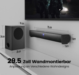 OTIC listwa z subwooferem -2.1 Dolby Digital, Soundbar 115 W 4K