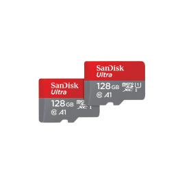 2 x karta pamięci 128 GB Ultra microSDXC 140 MBs szaro-czerwony