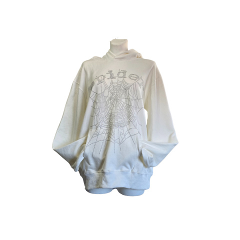 Biała bluza z kapturem damska napis z brokatu spider Rozmiar XL Biała bluza z kapturem damska napis z brokatu spider Rozmiar XL