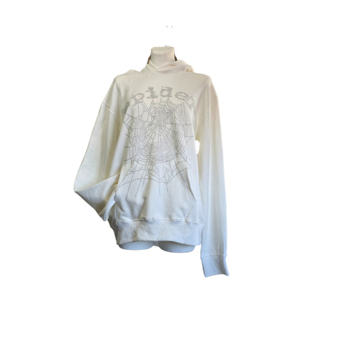 Biała bluza z kapturem damska napis z brokatu spider Rozmiar XL Biała bluza z kapturem damska napis z brokatu spider Rozmiar XL