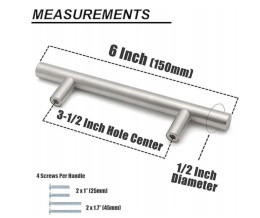 Uchwyt meblowy do szafek szuflad 150mm 15szt. stal nierdzewna Szary
