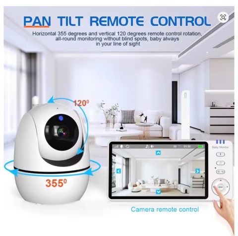 Niania 5,0'' video z kamerą obrotową 360 Bezprzewodowa noktowizor Niania 5,0'' video z kamerą obrotową 360 Bezprzewodowa noktowizor