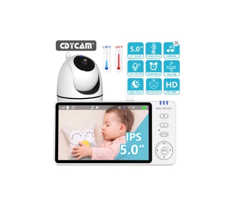 Niania 5,0'' video z kamerą obrotową 360 Bezprzewodowa noktowizor Niania 5,0'' video z kamerą obrotową 360 Bezprzewodowa noktowizor