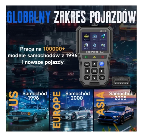 Ulepszony YM519 uniwersalny skaner OBD2 i tester baterii skaner kodów