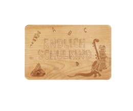 Deska śniadaniowa „ENDLICH SCHULKIND” 22x14cm, dinozaury i wulkanu.